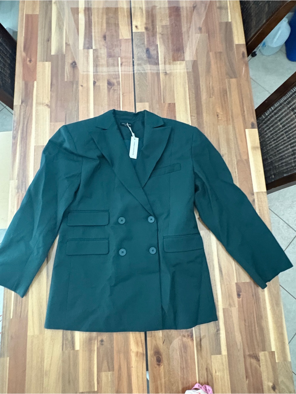 NWT Naked Wardrobe Sz M Oversize Long Sleeve Blazer Dress Deep Teal Blue - Picture 3 of 10